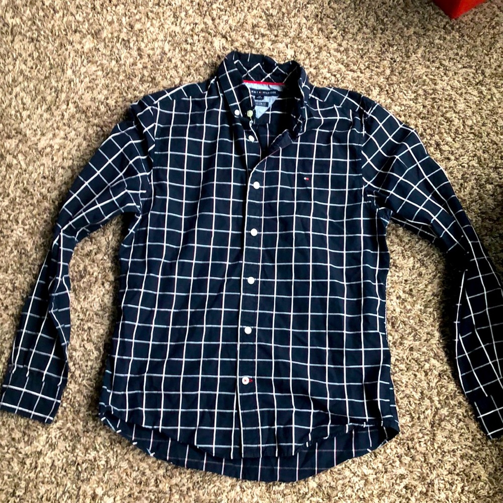 Tommy Hilfiger navy/white striped small  shirt